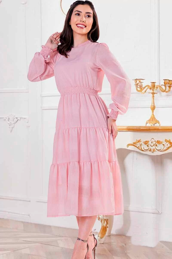 Rosa Dress with Embroidered Fabric Guipir Details on the Collar