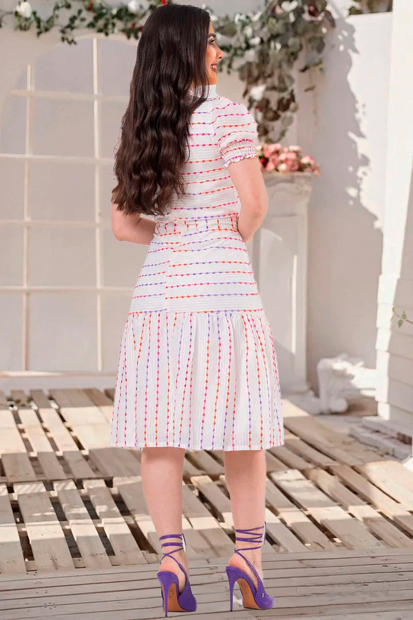Cotton dress with colorful embroidery