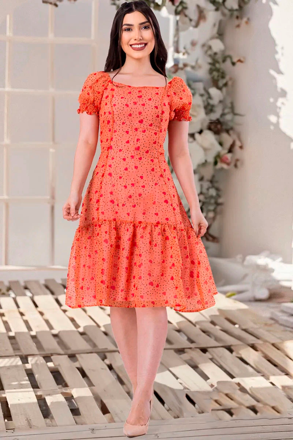 Antonia dress with delicate hearts print