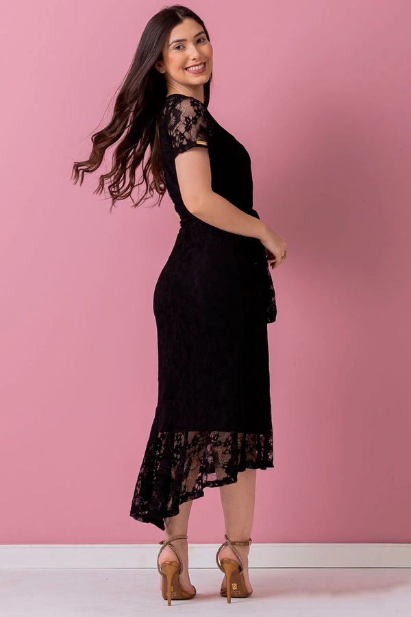 Black Mullet Dress in Noronha Lace, lined and with invisible zipper